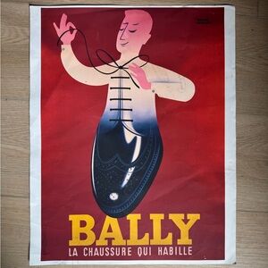 Herve Morvan Bally Shoe Poster 1950s - Red - Reproduction Giclee Print